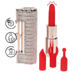   Loveline Angel - læbestiftvibrator med 4 vedhæftede dele (lyserød)