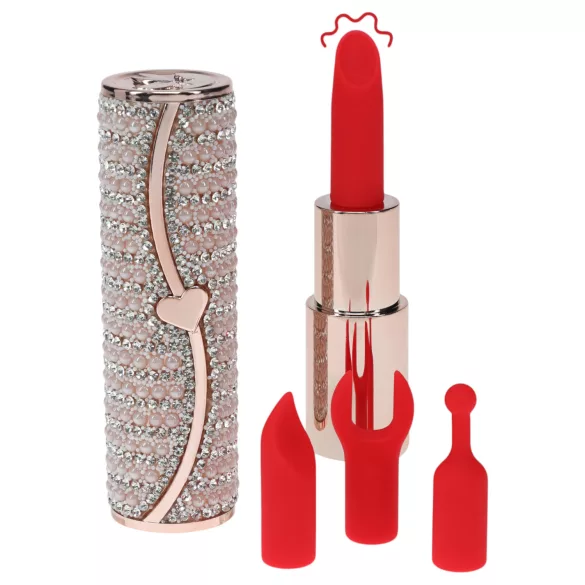 Loveline Candy - læbestiftvibrator med 4 vedhæng (lyserød)