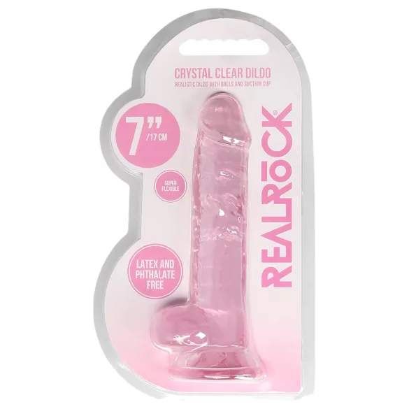 RealRock - realistisk dildo - pink gennemsigtig - 17cm