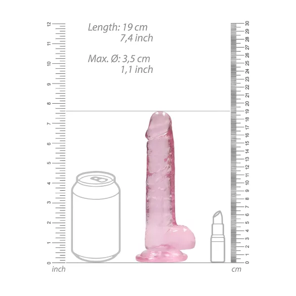 RealRock - realistisk dildo - pink gennemsigtig - 17cm