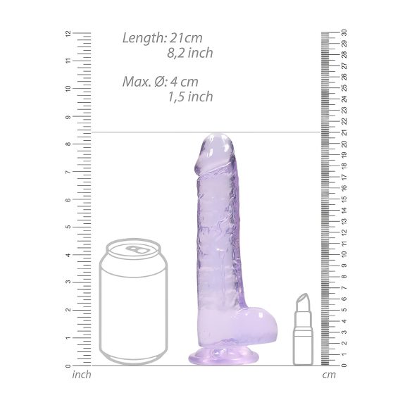 RealRock - realistisk dildo - gennemsigtig lilla - 19cm