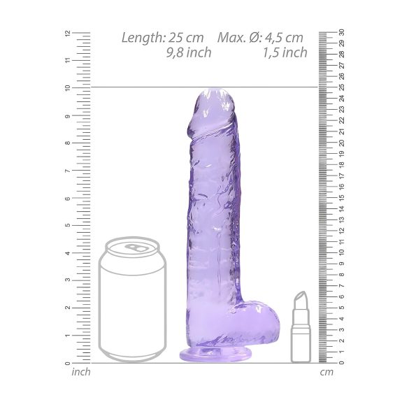 RealRock - realistisk dildo - gennemsigtig lilla 22cm