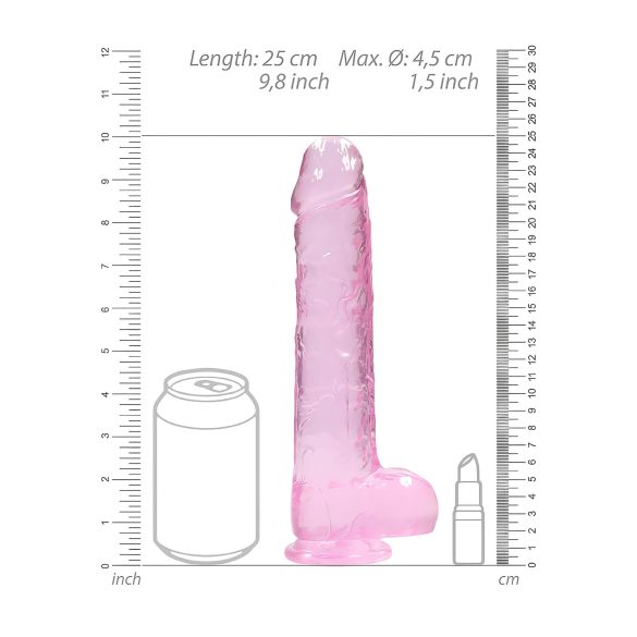 RealRock - realistisk dildo - pink gennemsigtig - 22cm