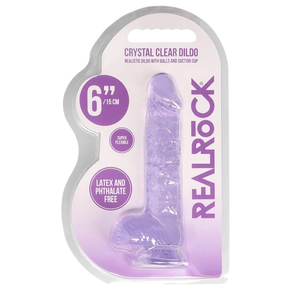 REALROCK - gennemsigtig realistisk dildo - lilla (15cm)