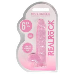 REALROCK - gennemsigtig realistisk dildo - pink (15 cm)