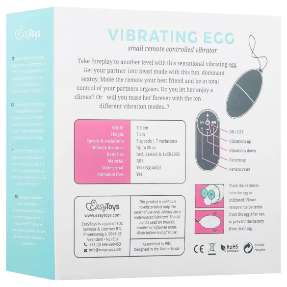 Easytoys - trådløst vibratoræg - 7 vibrationer - pink