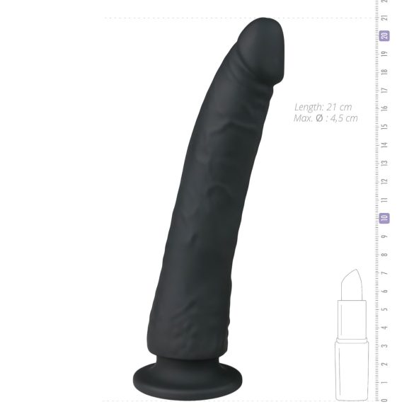 Easytoys - dildo med sugekop - 100% silikone - 21cm - sort