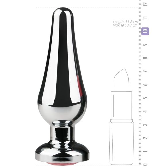 Easytoys - analplug med lyserød sten - metal sølv 3,5cm