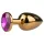 EasyToys Metal No.1 - anal plug med lilla sten, kegleformet (guld, 2,5 cm)