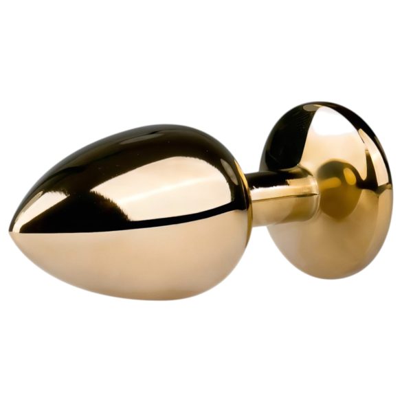 Easytoys Metal No.1 - kegleformet analplug med hvid sten - guld (2,5 cm)