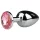 EasyToys Metal No.1 - analplug i kegleform med pink sten (sølv, 2,7 cm)