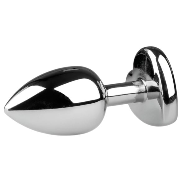 Easytoys - analplug med hjerteformet sten - metal sølv/hvid