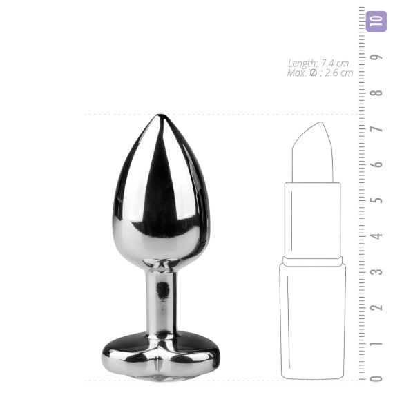 Easytoys - analplug med hjerteformet sten - metal sølv/hvid