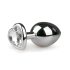 Easytoys Metal No.7 - hjerteformet anal plug med hvid sten - sølv