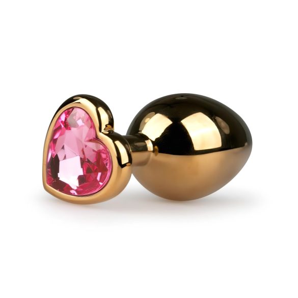 Easytoys Metal No.7 - Pink sten, kegleformet analplug - guld (3 cm)