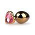Easytoys Metal No.7 - Pink sten, kegleformet analplug - guld (3 cm)