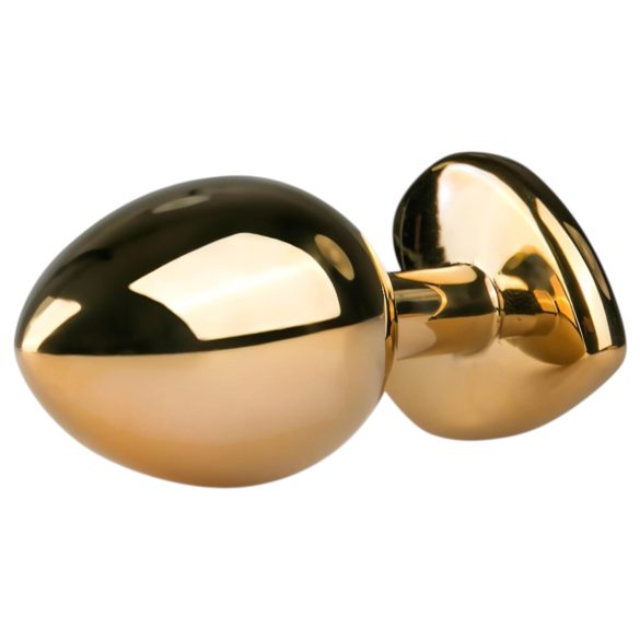 Easytoys Metal No.7 - analplug med pink sten - metal guld 3cm