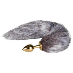   Easytoys Fox NO5 - anal plug med rævehale - metal guld/sølv