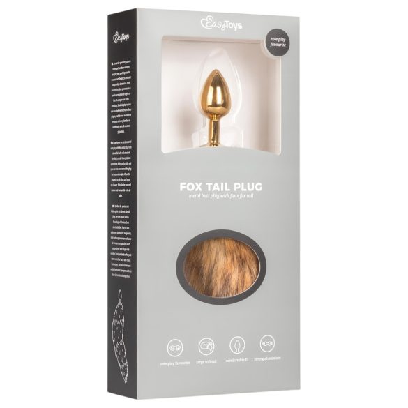 Easytoys Fox NO1 - analplug med rævehale - metal - guld/rød