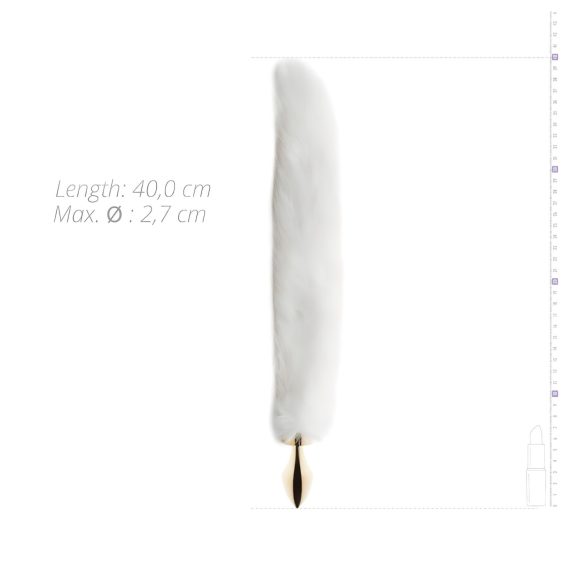 Easytoys Fox NO13 - metal analplug med rævehale - guld/hvid