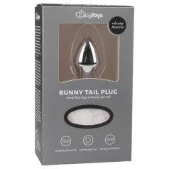   Easytoys Bunny NO1 - metal analplug med kaninhalen - sølv/hvid