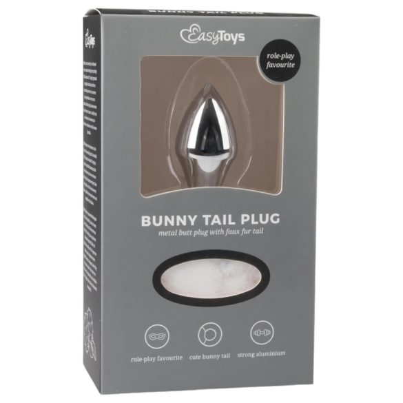 Easytoys Bunny NO1 - metal analplug med kaninhalen - sølv/hvid