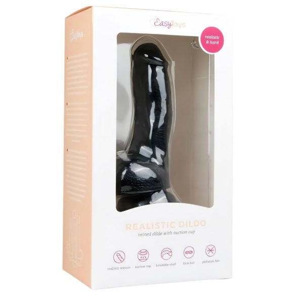 Easytoys - dildo med sugekop og testikler - sort 15cm