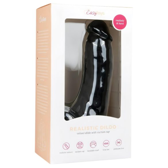 Easytoys - dildo med sugekop og testikler - 20cm - sort