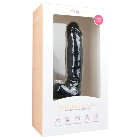 Easytoys - dildo med sugekop og testikler - 22,5 cm - sort
