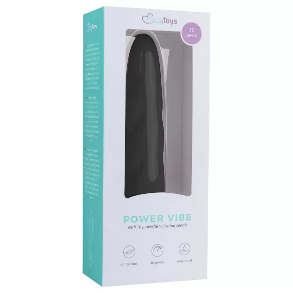 Easytoys Power Vibe - vibratorstav med spiral - silikone - sort