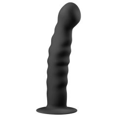 Easytoys - analdildo med sugekop - ribbet - sort 14cm
