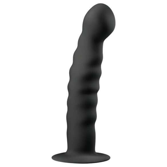 Easytoys - analdildo med sugekop - ribbet - sort 14cm