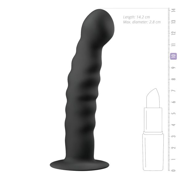 Easytoys - analdildo med sugekop - ribbet - sort 14cm