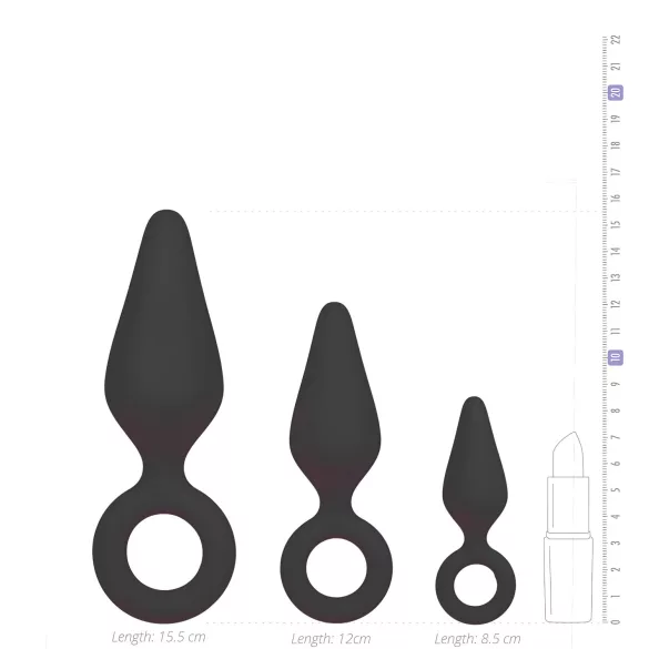 Easytoys - analprop sæt med ring - 3 stk sort