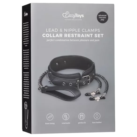 Easytoys - brystvorteklemmer og halsbånd sæt med line - 4 dele
