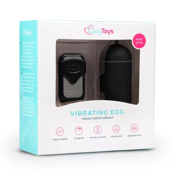 Easytoys - fjernbetjent vibrerende æg - sort