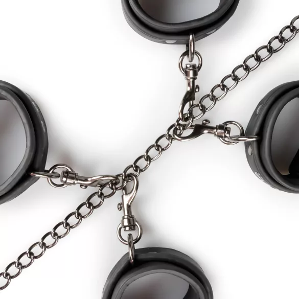 Easytoys - bondage sæt - halsbånd håndjern fodjern - sort