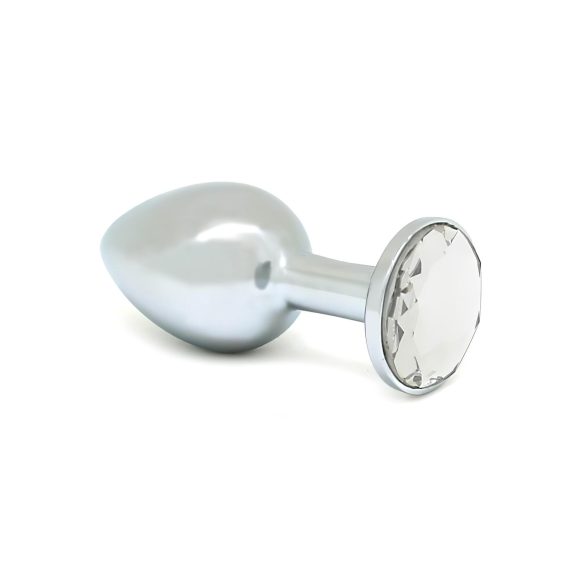 Rimba XS - gennemsigtig sten, metal anal plug (sølv)