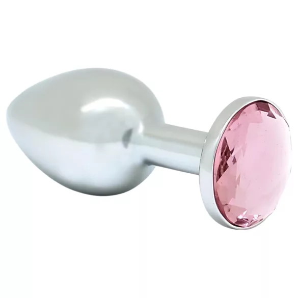 Rimba XS - sølv analplug i metal med pink sten