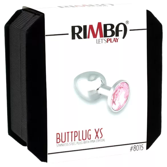 Rimba XS - sølv analplug i metal med pink sten