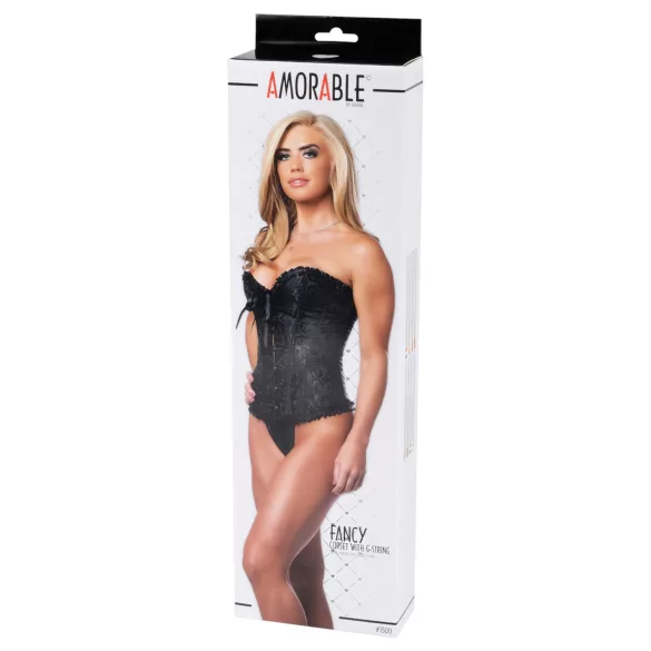 Amorable - corset og g-streng - blondemønster - sort