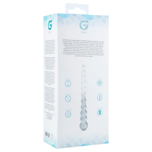 Gildo Glass No. 20 - glasdildo med perler - gennemsigtig