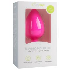 Easytoys Diamond - analplug med hvid sten - stor - pink