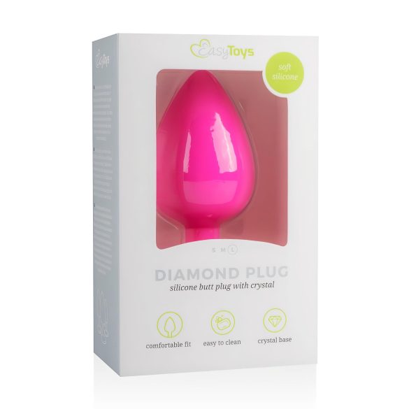 Easytoys Diamond - anal plug med hvid sten (stor) - pink