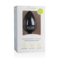 Easytoys Diamond - analplug med hvid sten - stor - sort