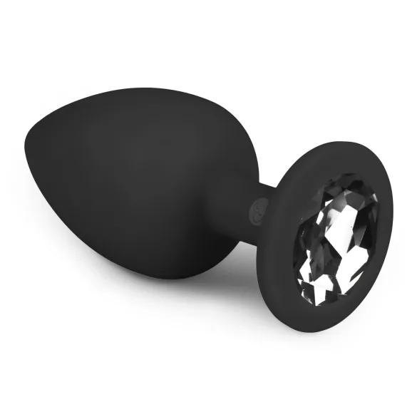 Easytoys Diamond - analplug med hvid sten - stor - sort