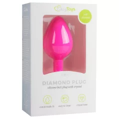 Easytoys Diamond - analplug med hvid sten - mellem - pink