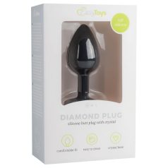 Easytoys Diamond - analplug med hvid sten - lille - sort