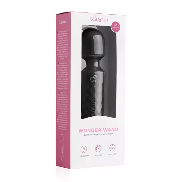 EasyToys - mini wand vibrator - genopladelig - sort