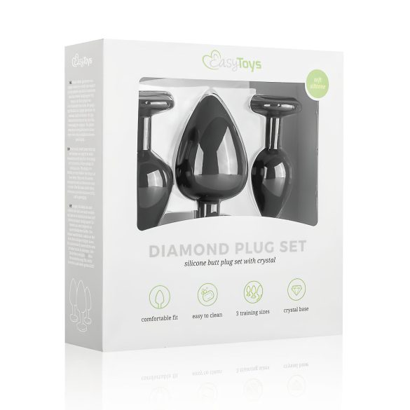 Easytoys Diamond - analplug sæt - sort